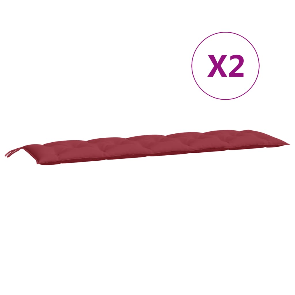 Garden Bench Cushions 2 Pcs Burgundy 180 X 50 X 7 Cm Oxford Fabric