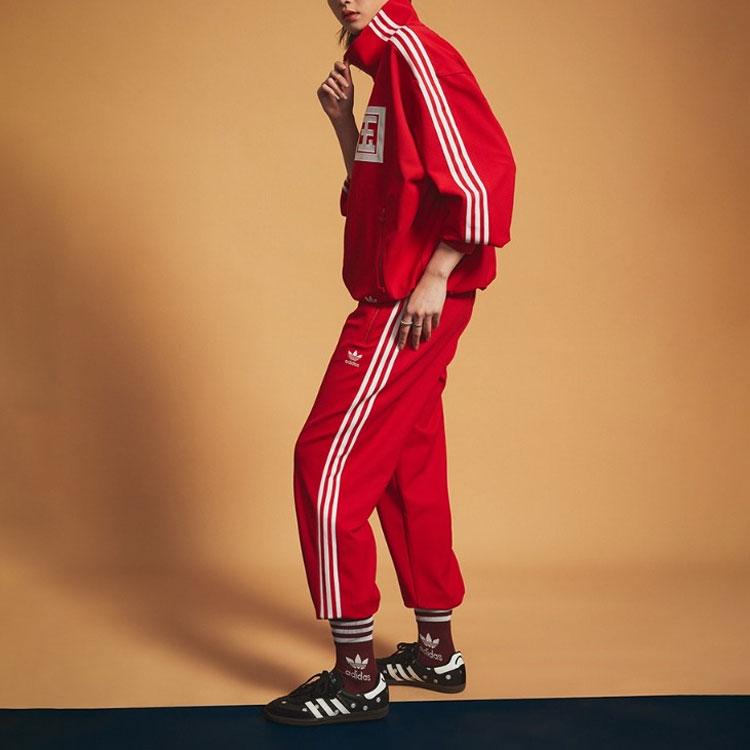 Adidas Fato de Treino Trefoil Originals Edição Limitada China Jaqueta Unissex com Zíper e Gola Alta Vermelho-Claro IR5762