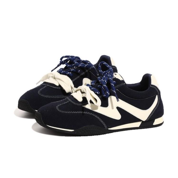 Fashion German Training Shoes Women 2025 New Genuine Leather Women Sneakers Flat Lace-up Retro Large Size Forrest Gump Shoes Women