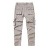Men's Solid Color Multi-Pocket Cargo Pants Men's Casual Sports Straight Trousers