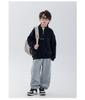 Doppelseitiger Kapuzenpullover für Jungen aus australischem Fleece mit halbem Reißverschluss - Kollektion Winter 2025, Stehkragen, Langarm-Oberteil für mittleres und großes Kind