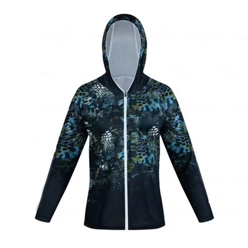 Mens Long Sleeve Hooded Quick-Dry UV Protection Fishing Shirt Outdoor Sports Cycling Jersey Style