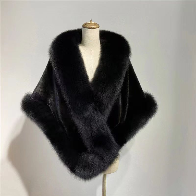 Imitation Fur Shawl Women's Autumn and Winter Imitation Mink Hair Fox Fur Collar Dress Cheongsam Cape Short Coat Tide