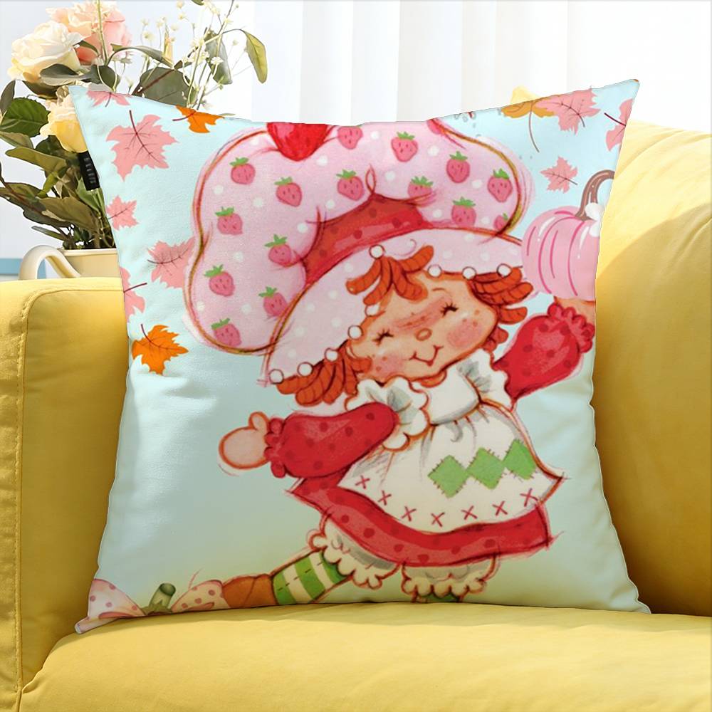 Cute S-Strawberry S-Shortcake-Girl Various Sizes Square Pillow Case For Car Home Bedchamber Decor