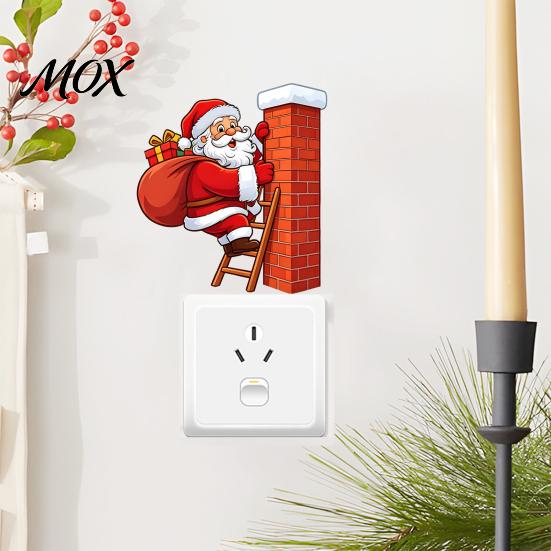 Christmas Bedroom Decor Sticker Santa Claus Switch Sticker, Light Decal for Xmas Holiday, Decals Removable Self-Adhesive Wall Living Room