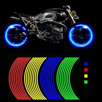 8 ks/sada Reflexné nálepky na ráfiky kolies Motokrosový bicykel Motocykel Karoséria Ráfik Páska Nálepka Dekoratívna Reflexná fólia Nálepky