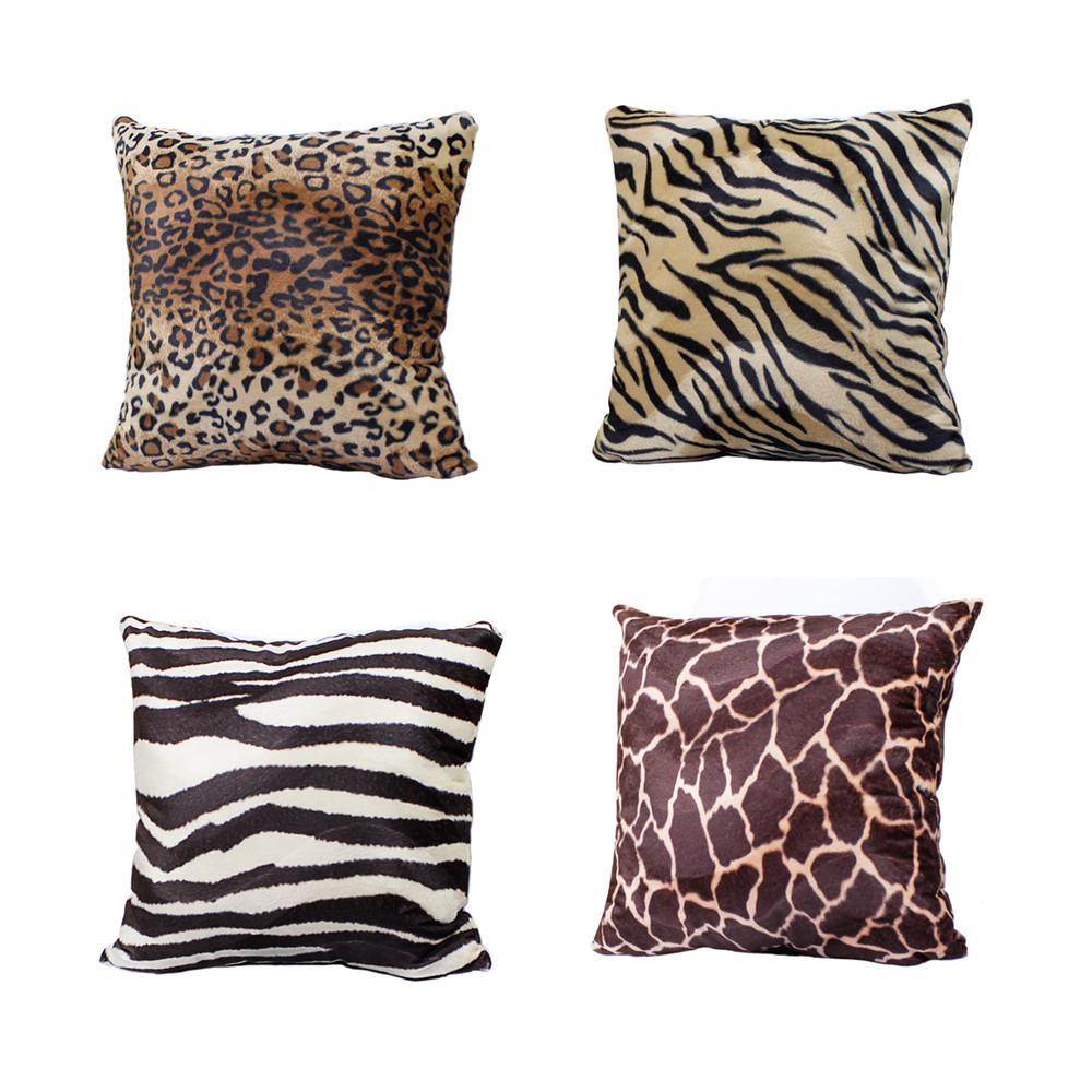 Short Plush Leopard Print Cushion Cover With Printed Pattern For Home Decor And Gift Use