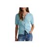 Polo Ralph Lauren FW25 Pony Embroidered Crew Neck Button Short Sleeve Knit Top Women tops WMPOSWENDW20446-400