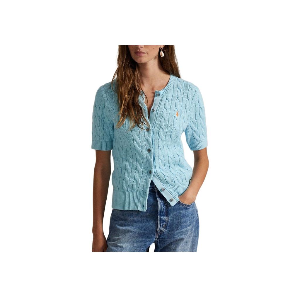 Polo Ralph Lauren FW25 Pony Embroidered Crew Neck Button Short Sleeve Knit Top Women tops WMPOSWENDW20446-400