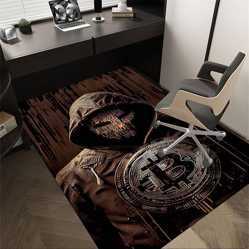 

1PC Hoodie Bitcoin Non-Slip Floor Carpet Compatible for Office&Living Room&Bedroom&Dining room - Flat - Weave Machine-S0346 60cm by 90cm