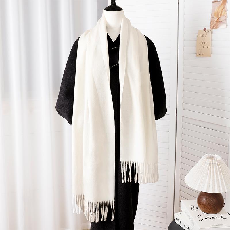 New Designer Luxury Women Warm Scarf Winter Cashmere Shawls Thick Solid Neckerchief Hijab Wraps Tassls Pashmina Foulard
