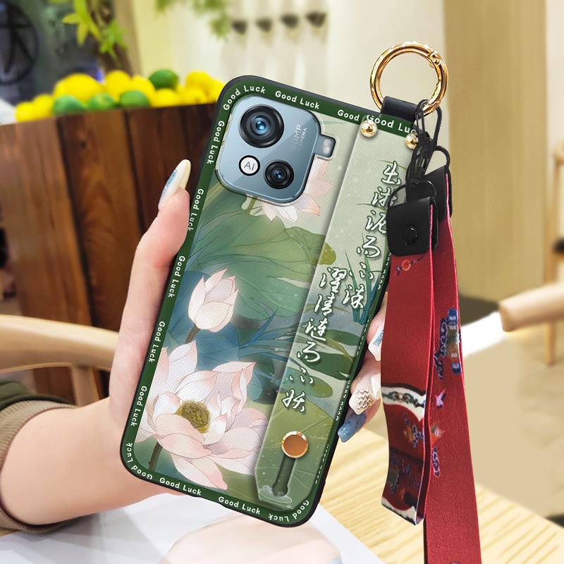 Durable Elderly Lady Phone Case For Blackview Oscal C80 Back Cover Waterproof Ring Silicone Phone Holder Fashion Lanyard