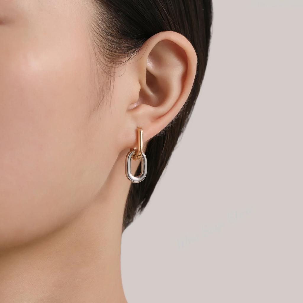 Retro Double Loop Design Drop Earrings Gold Silver Color Geometric Round Earrings for Women Girls Punk Hip Hop Fashion Jewelry