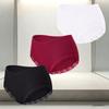 FINETOO 3Pcs/Set Women's Cotton Patchwork Lace Underwear Solid Color High Rise Ribbed Underpants Soft Breathable Panties Female Lingerie