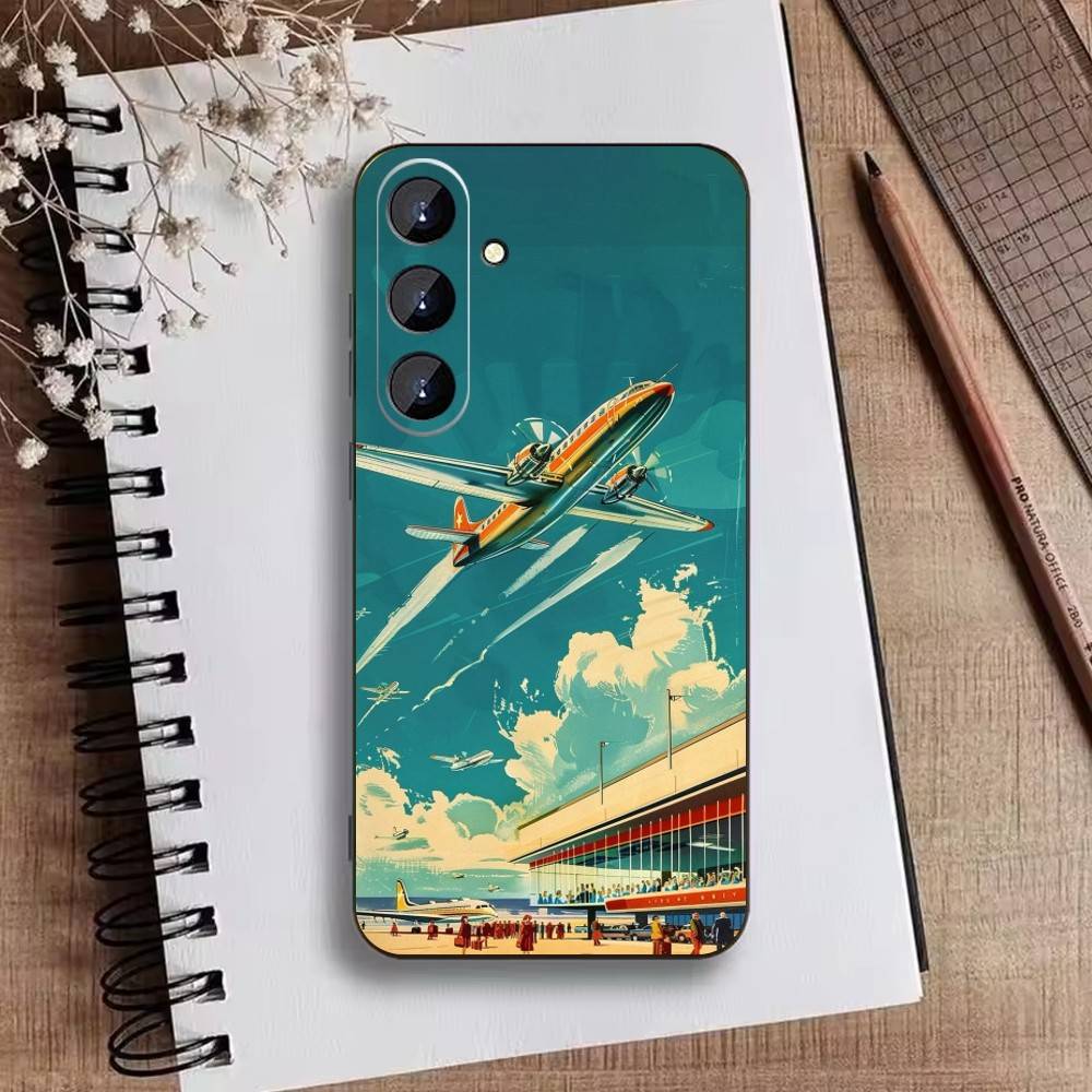 Airplane Route Travel Matte Hard  Phone Case For Samsung Galaxy A73,A21s,A22,A31,A52,A53,A71,A41Soft Black Shell