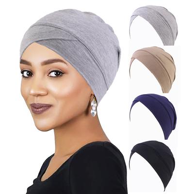 1 Stück Damen Modal Baumwolle Kreuz Turban Muslimische Kopfbedeckung Weiche Beanie Innere Untertuch Mütze Kopfbedeckung Hijabs Damen Chemo Mütze