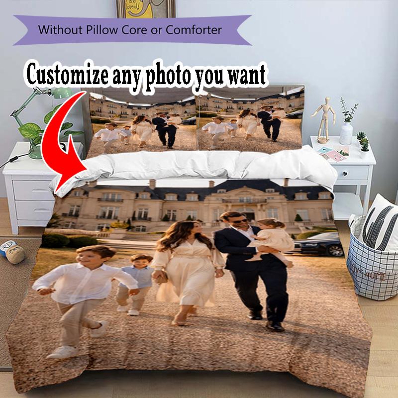 Customize Picture Customize Your Photo Bedding Set Breathable Duvet Cover with Pillowcases Home Decoration Birthday Gift