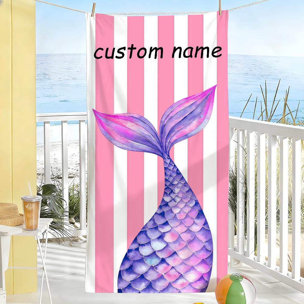Personalized Bath Towel Custom Name Photo Fitness Surf Swim Beach Towel Gift