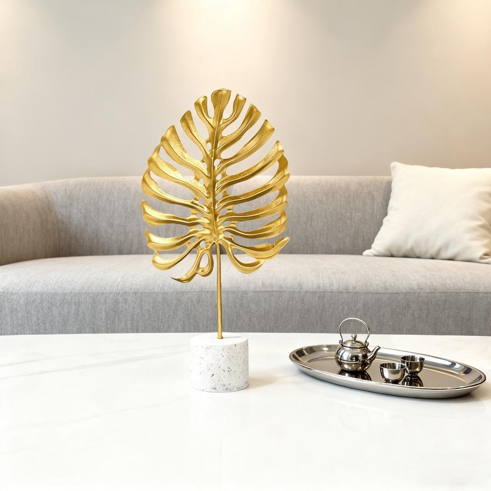 Iron Cement Base Iron Leaf Desktop Ornament Hotel Front Desk Display Ornament