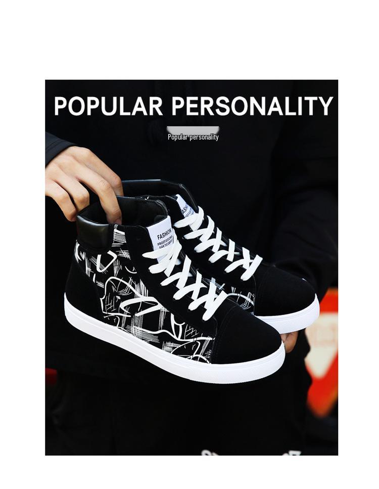 Men's 2024 High-Top Canvas Sneakers: Trendy, Versatile, Casual Running Shoes