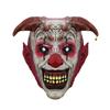 Hororová démonická klaunská latexová maska, se zvonky a rohy pro halloweenský cosplay kostým, párty oslavu, taneční akci s líčením