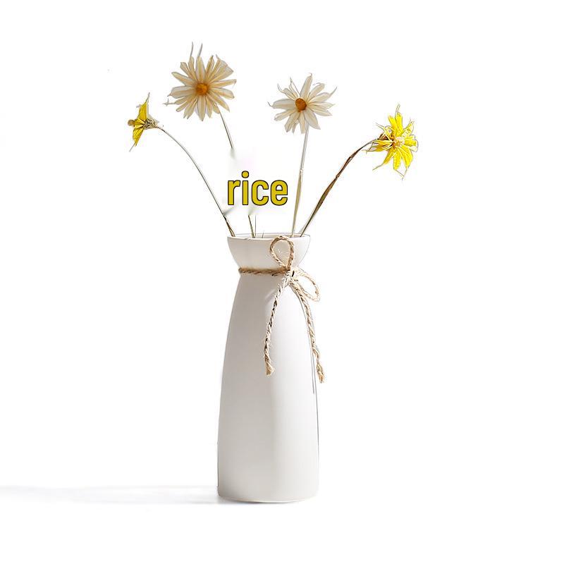 Modern White Ceramic Vase for Small Fresh or Dry Flowers - Dining Table & Living Room Decor