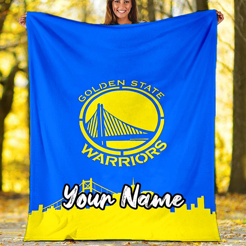 Custom Name Warriors Theme Printed Blanket - Perfect for Couch, Bed, Travel & Outdoor Use | Machine Washable, Cozy & Durable.