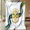 Brazil Football Printed Flannel Blanket Skin Friendly Warm Decorative Throw for Indoor Couch Bed Daily Use