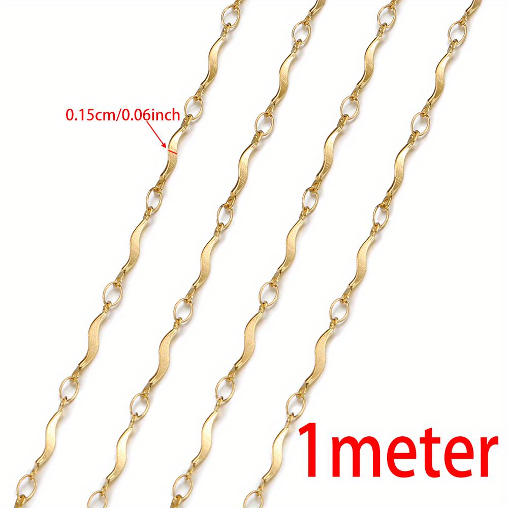 No Fade 1M 2Meter Stainless Steel Gold Plated Lips Chains DIY Chain for Needlework Necklace Bracelet Jewelry Making Accessories