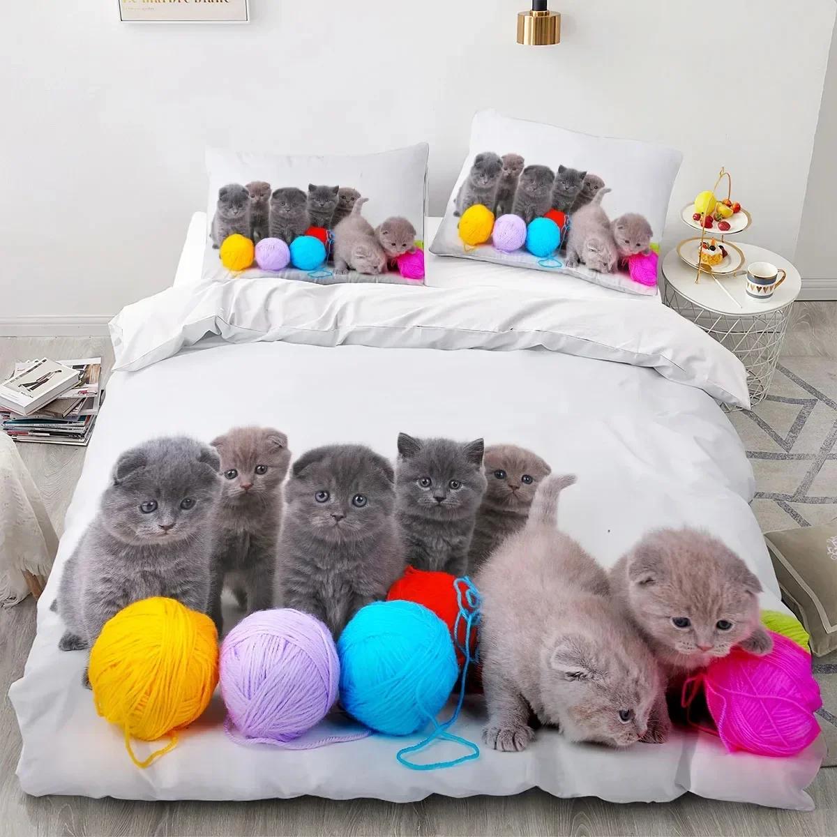 

Comforter Luxury New 3D Print Animal Cat Comfortable Duvet Bedding Set Children Bedroom Decoration Home Textile Comforter (quilt)-EU Single(135*200cm)3pcs