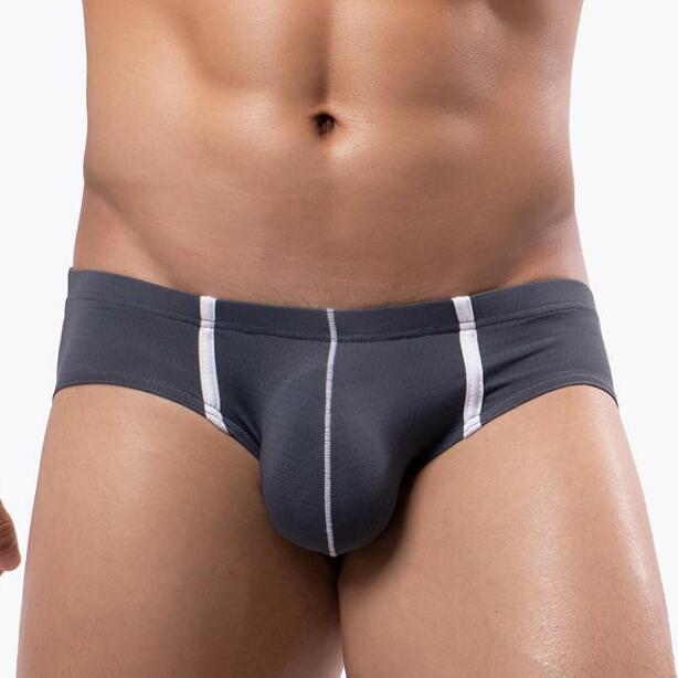 Men's Low Waist Ice Silk Mesh Briefs Swim Trunks (E-093) - Japanese, Korean, European & American Styles