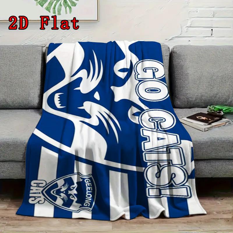 Geelong Cats 2D Flat Pattern Flannel Blanket High quality All Seasons Warmth and Comfort Perfect for Christmas Gifts.