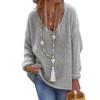 Herbst und Winter Damen Pullover Strickwaren V-Ausschnitt Langarm Strickoberteile Pullover