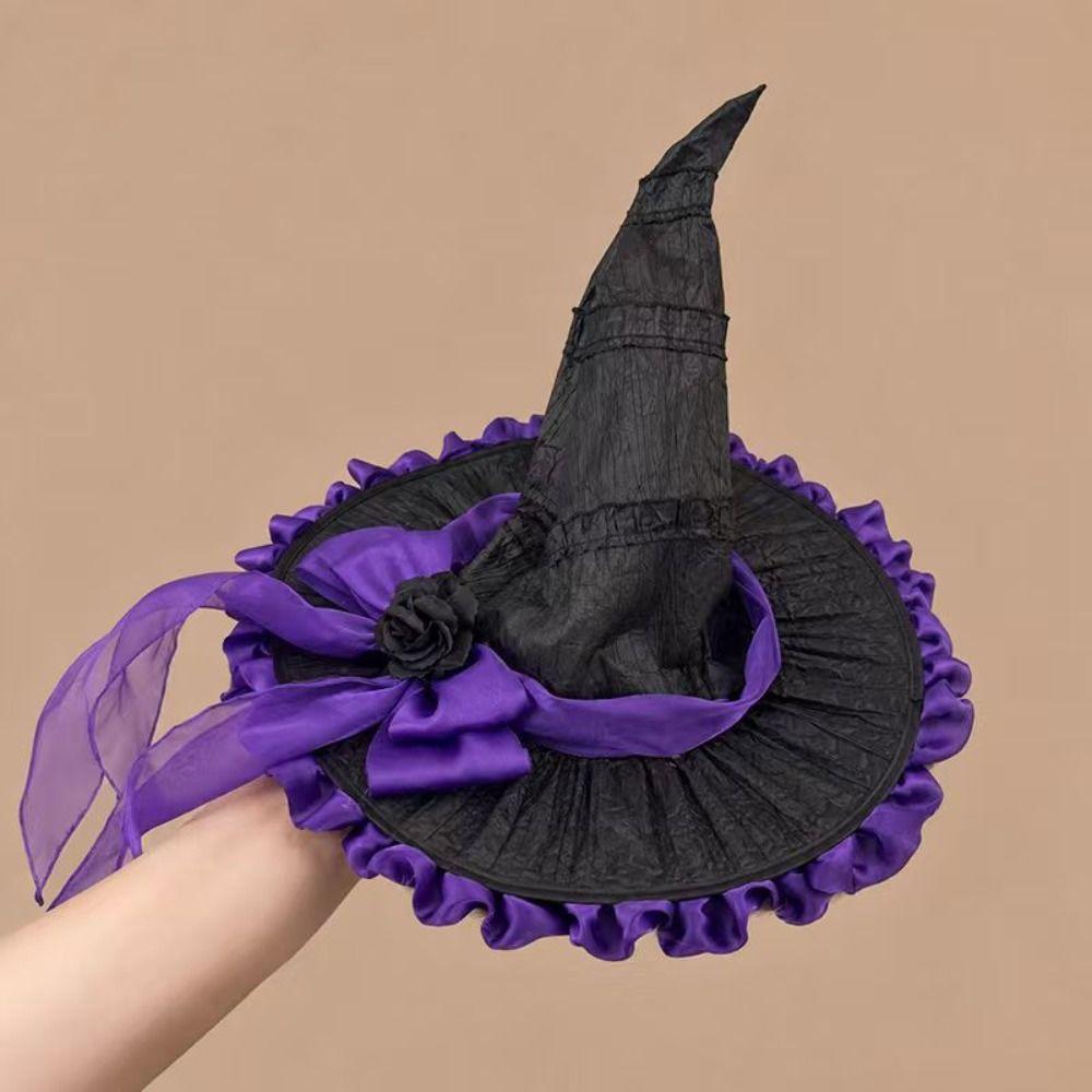 Wrinkled Design Halloween Black Witch Hat Dark Style Gothic-style Decorative Hats Haunted House