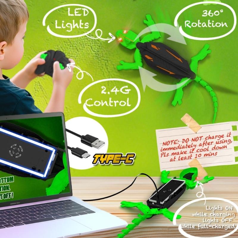 Remote Lizard Toy 360 Rotation 10M Ranges Rechargeable Battery Included Remote Control Robot Kids Toy