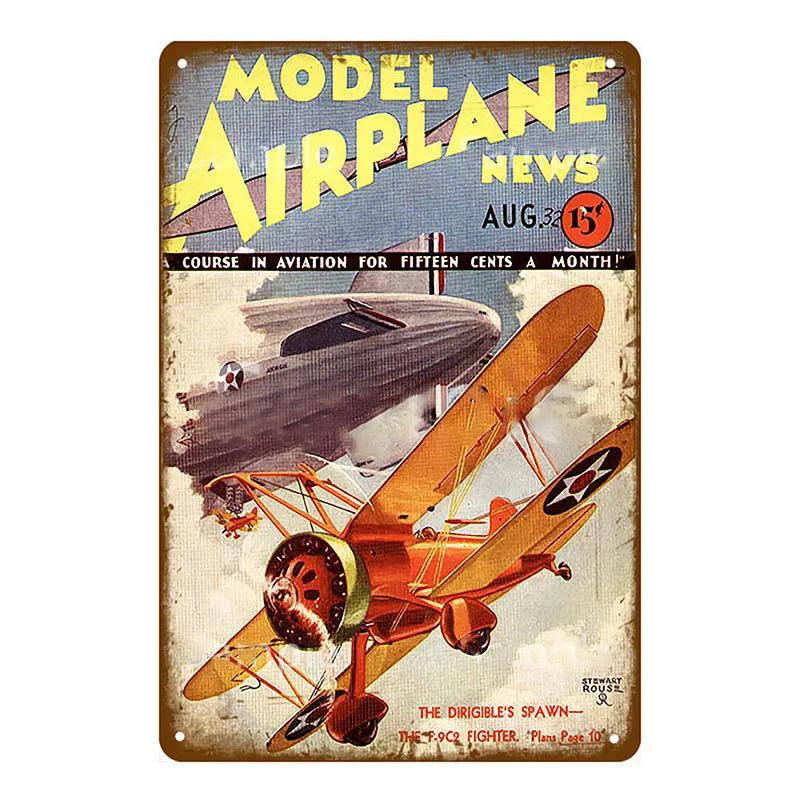 Vintage Airplane Metal Signs Fighter Jet Plane Posters Retro Aircraft Plate Metal Plaque Painting Living Room Home Wall Decor