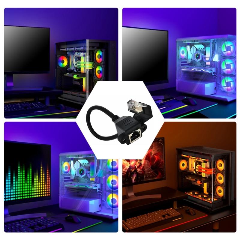 RJ45 Ethernet Extension Cable with Space Saving 90Degree Designing Cord Left/Right/Up/Down Elbowed Line