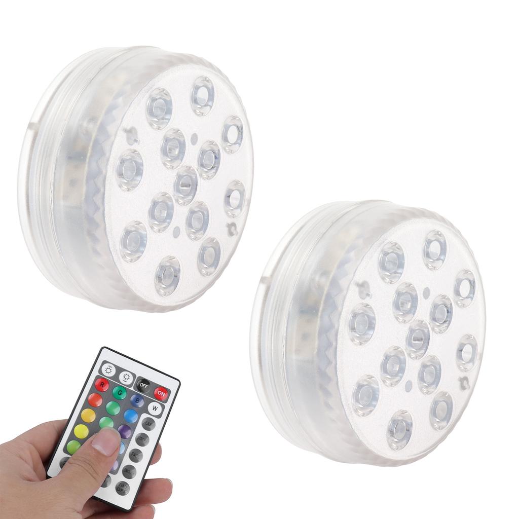2Pcs Swimming Pool Lamp IP68 16 Colors RGB Magnet Underwater Light for Fish Tank Fountain Pond