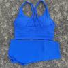 Lulu Women's Nude Yoga Short Set with Cross-Back Sports Bra