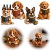 Cozy Reading Room Decor Dog Figurine, Cute Book Loving Puppy Sculpture for Bookshelf Lover Gift Nook Desk, and Lovers Home Office Accents