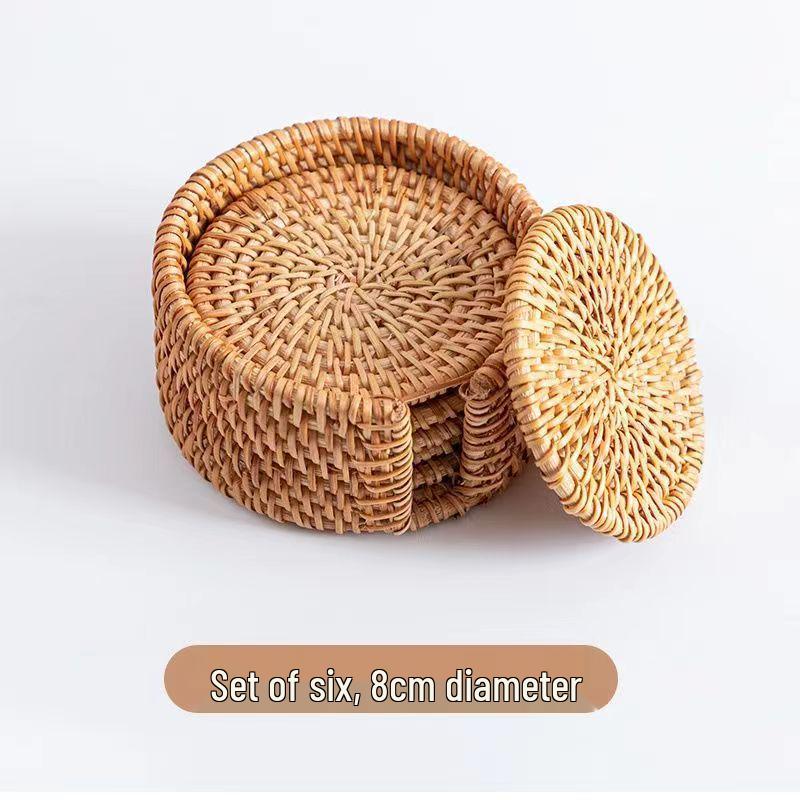 Handgefertigter vietnamesischer Rattan Hitzeschutz-Untersetzer für Ess- und Teegeschirr