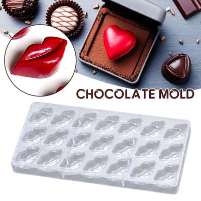21 Cavity Lip Chocolate Mold Transparent Plastic DIY Cake Decoration Mould Kitchen Ice Cubes Biscuit Pastry Baking Tool