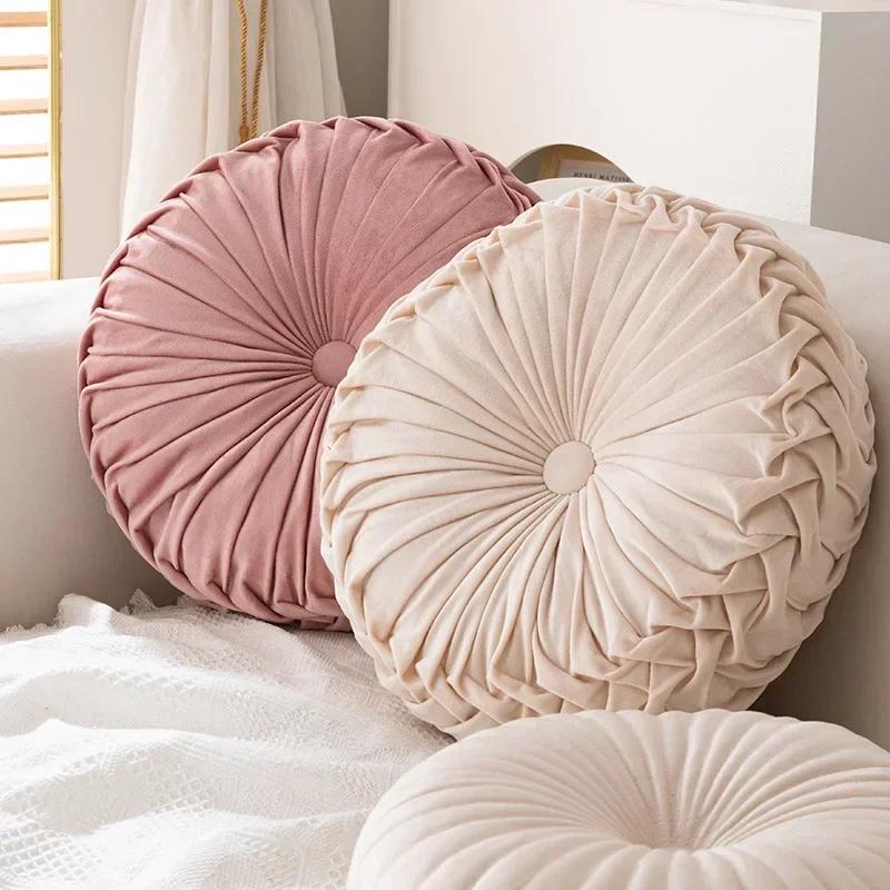 Nordic Ins Pumpkin Pillow Round Pillow Pink Seat Cushion Waist Pillow Living Room Sofa Homestay Decoration Wheels PuTuan