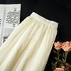 White Mesh Midi Skirt for Women - Elegant High Waist Drape Gentle Style