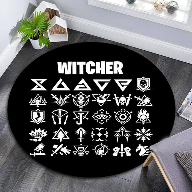 The Witcher pattern round rug,Carpet Rug for Living Room Bedroom Playroom ,Non-slip Floor Mat,Holiday Gifts and Birthday Gifts.