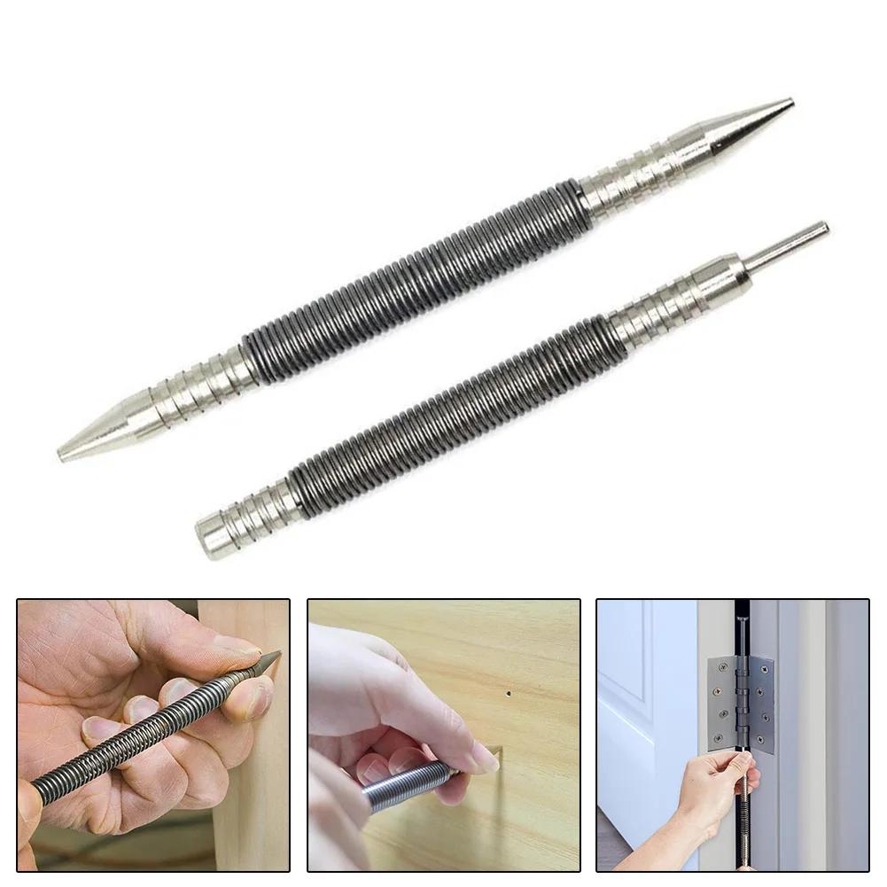 2pcs Spring Nail Set For Wood Metal Glass Surfaces Dual Head Spring Nail Set 3500 PSI Hinge Pin Nail Remover Household Tools
