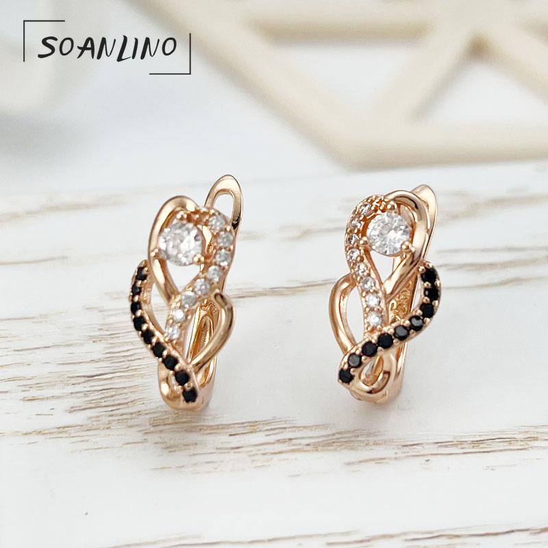 

SOANLINO Стильные черно-белые серьги с цирконом