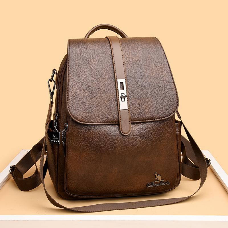 PU Backpack Women's Large Capacity Backpack Lightweight Travel Student Schoolbag