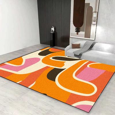 Tapetes Grandes Laranja Nórdico para Sala de Estar Decoração Geométrica Criativa Tapete de Chão Antiderrapante Quarto Sala de Estar Área do Sofá Tapete Lavável