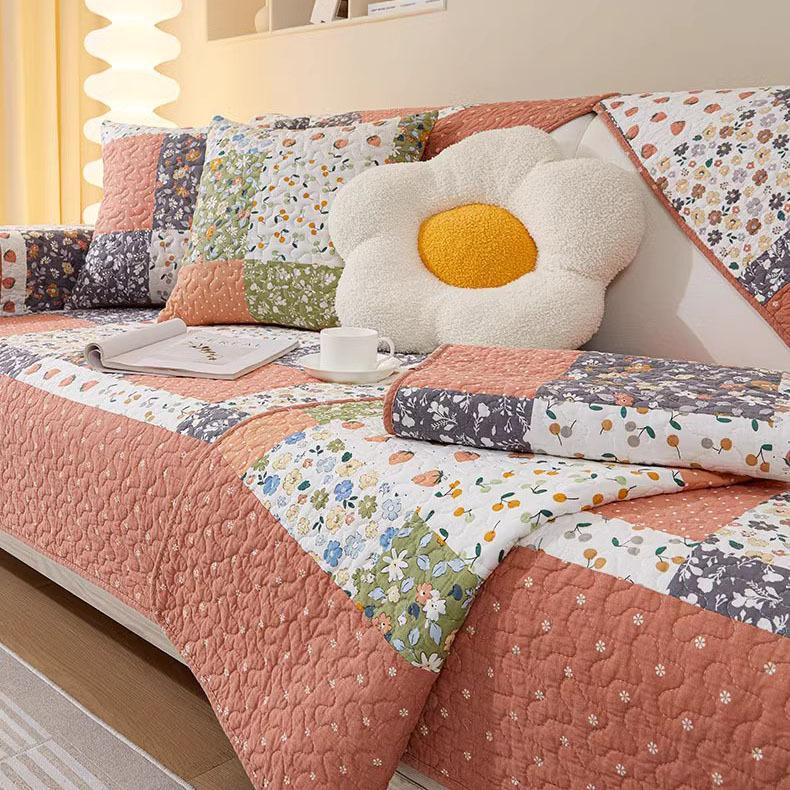 New Style Sofa Cushion Pastoral Style Pure Cotton Fabric Seat Cushion Sofa Cover Back Towel Cover Cloth Cushion